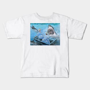 Lunch In a Blue Row Boat Kids T-Shirt